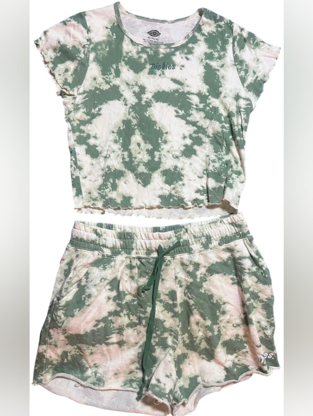Dickies Green and Cream Tie-Dye Athletic Shorts
